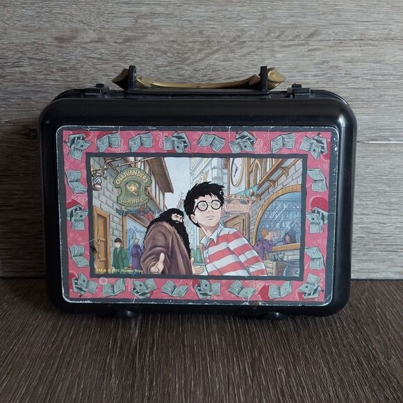 Harry Potter School Box 2001 Warner Bros Pyramid Black Lunch Box Vintage - Picture 1 of 9